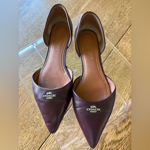 Coach Shoes - Coach D’Orsay Wine Color Leather Flats Size 8